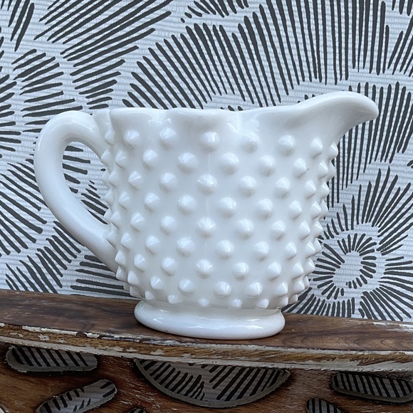 Lot of Two Vintage Milk Glass Pieces Vase & Creamer Pitcher Marked Fenton - Picture 9 of 12